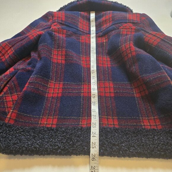 Sundance Womens Coat XS Red Blue Plaid Wool Blend Jacket Faux Fur Greta Lined XS - Picture 10 of 10